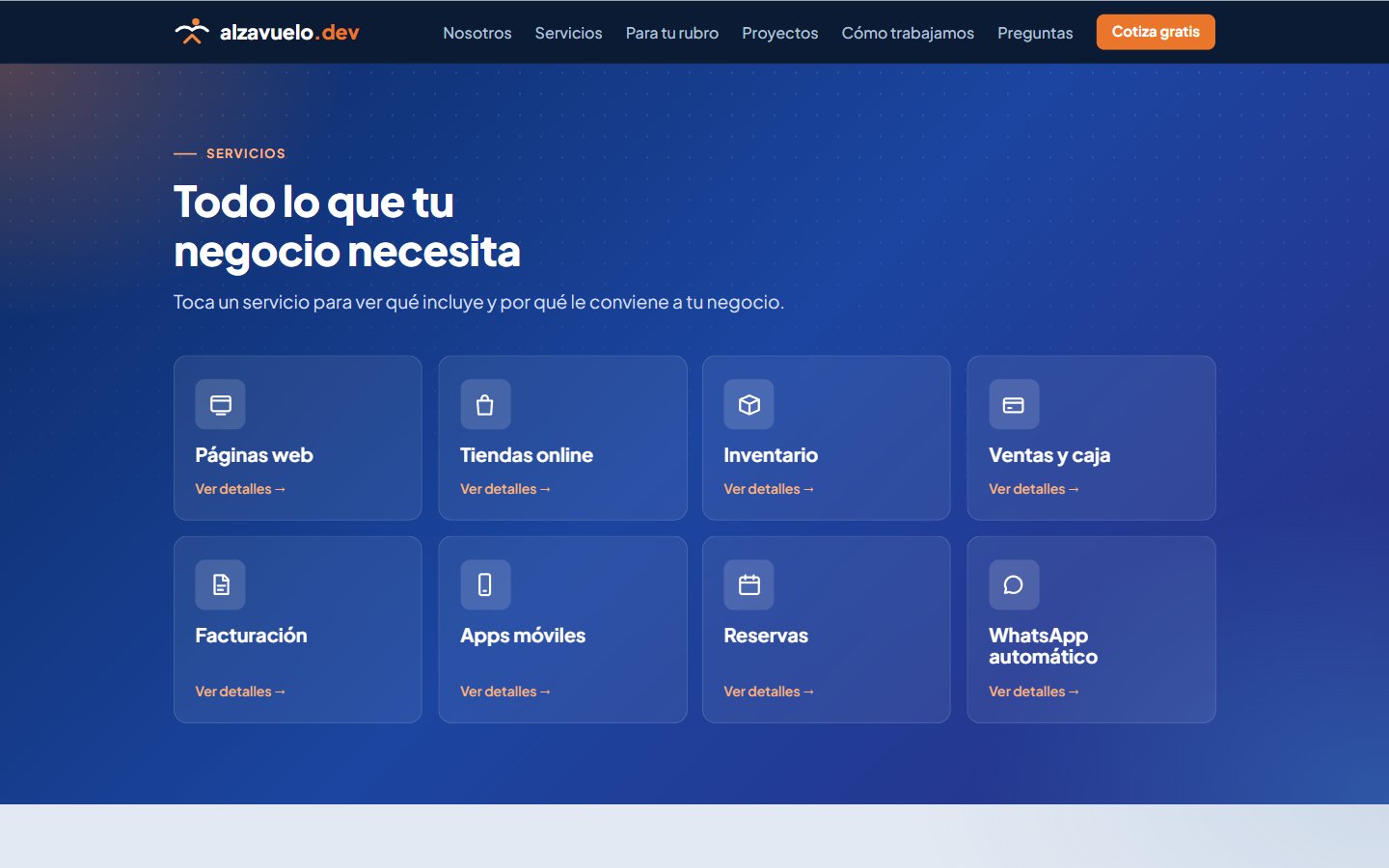 Web de alzavuelo.dev vista en computadora